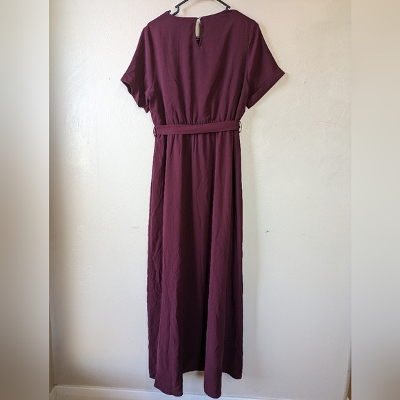 POLAGRAM faux-wrap Maxi dress, maroon/purple, size L - Picture 4 of 8